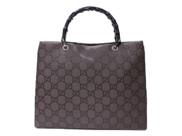 imgrc0086859940 Gucci Bamboo Nylon Canvas Handbag Brown