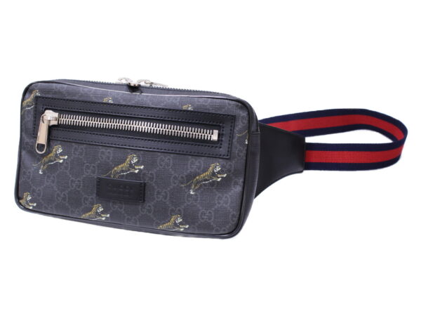 imgrc0086869926 Gucci GG Supreme Canvas Leather Belt Bag Black Tiger