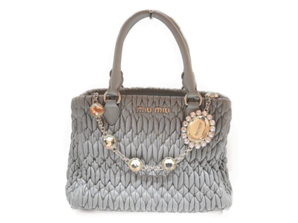 imgrc0086871003 Miu Miu Crystal Handbag Leather Gray