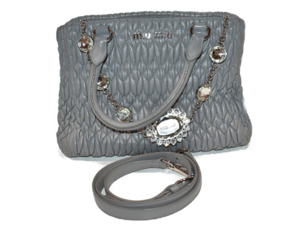 imgrc0086871026 Miu Miu Crystal Handbag Leather Gray