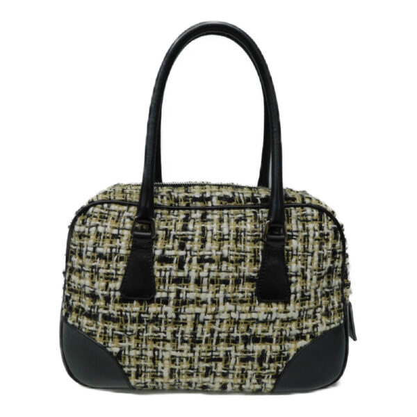 imgrc0086872360 Prada Mini Handbag Tweed Leather Beige Black