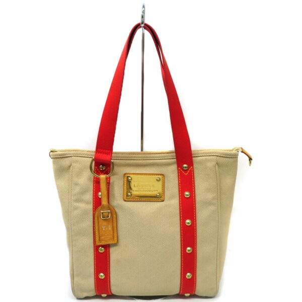 imgrc0087067481 Louis Vuitton Hippo MM Antigua Canvas Tote Bag Beige Red