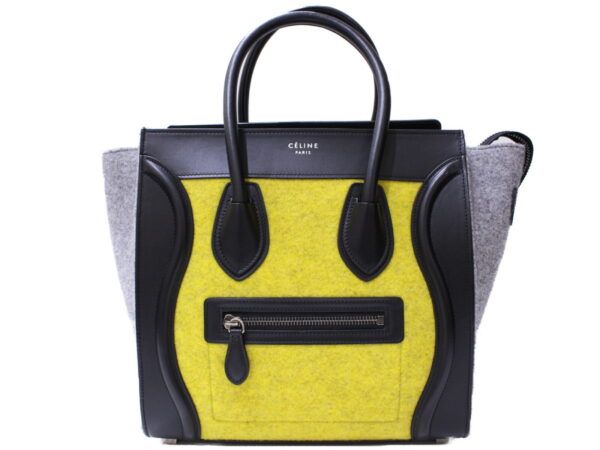 imgrc0087133799 Celine Luggage Micro Leather Felt Handbag Yellow Gray Black