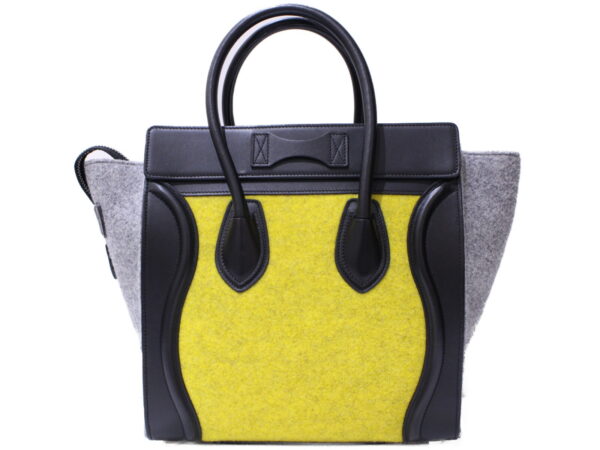 imgrc0087133802 Celine Luggage Micro Leather Felt Handbag Yellow Gray Black