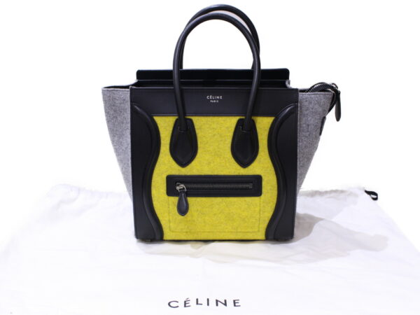 imgrc0087133817 Celine Luggage Micro Leather Felt Handbag Yellow Gray Black