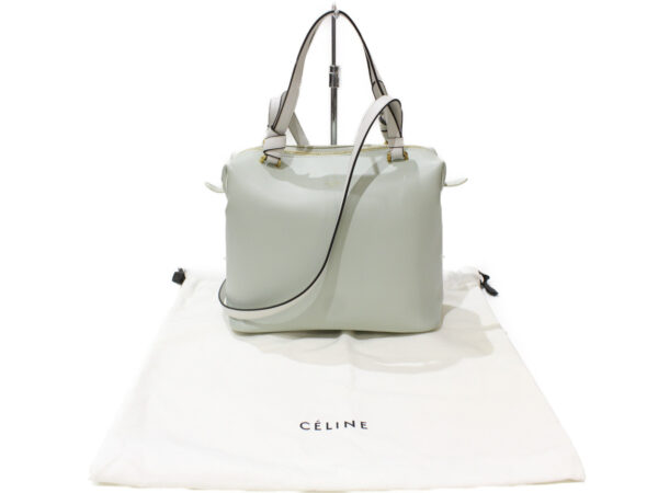 imgrc0087134283 Celine Small Soft Cube Calfskin Handbag Shoulder Bag Green White