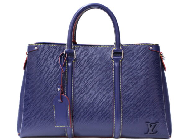 imgrc0087147659 Louis Vuitton Soufflot NV MM Epi Leather Handbag Indigo Coquelicot