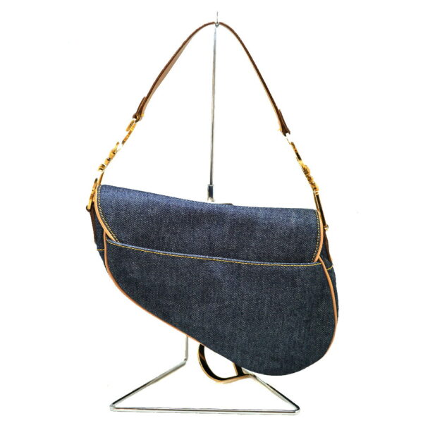 imgrc0087183747 Christian Dior Saddle Bag Denim Leather Blue Beige