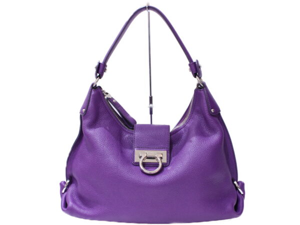 imgrc0087509807 Ferragamo Shoulder Bag Gancini Leather Purple