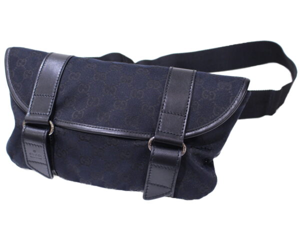 imgrc0087537743 Gucci GG Canvas Leather Waist Bag Black