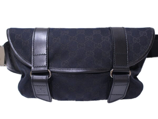 imgrc0087537744 Gucci GG Canvas Leather Waist Bag Black