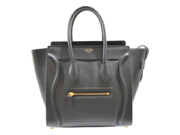 imgrc0087570190 Celine Luggage Micro Shopper Leather Handbag Black