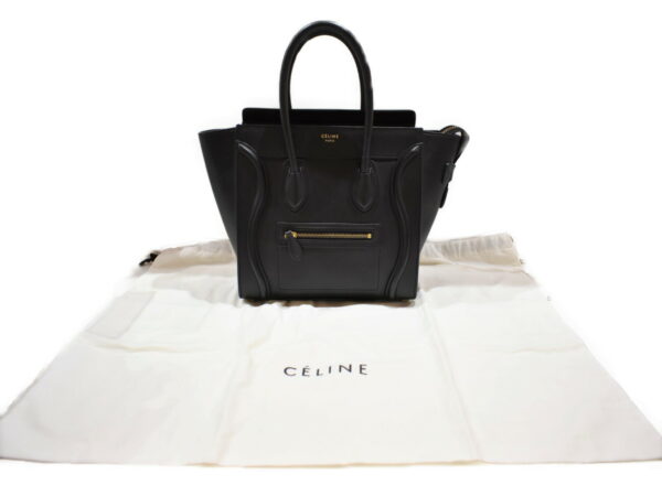 imgrc0087570224 Celine Luggage Micro Shopper Leather Handbag Black