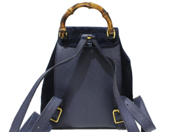 imgrc0087654009 Gucci Bamboo Suede Leather Backpack Navy