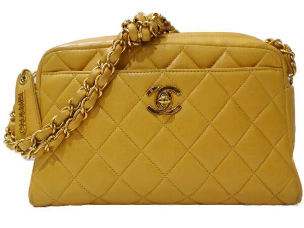 imgrc0087837183 Chanel Double Chain Handbag Matelasse Lambskin Yellow