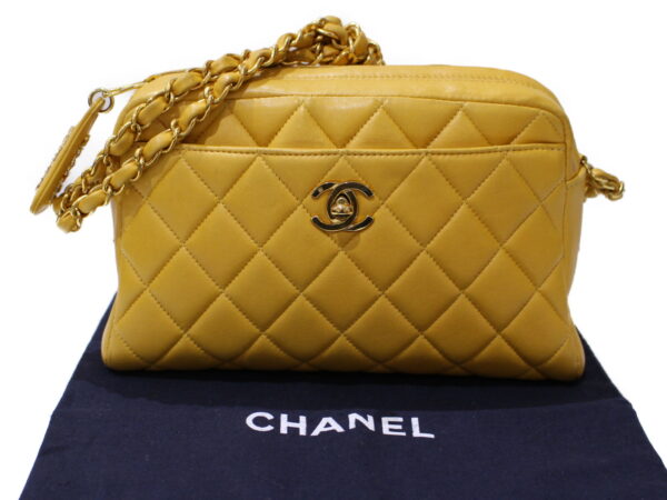 imgrc0087837202 Chanel Double Chain Handbag Matelasse Lambskin Yellow