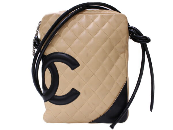 imgrc0087912281 Chanel Cambon Line Shoulder Bag Leather Beige Black