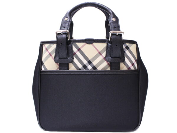 imgrc0088028932 Burberry Nova Check Nylon Leather Handbag Black