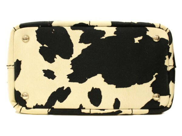 imgrc0088070632 Prada Kanapa Handbag Canvas Cow Pattern Black Ivory