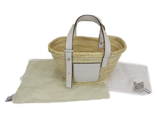 imgrc0088163721 Loewe Basket Bag Small Palm Leaf Leather Natural White