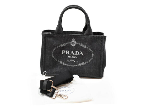 imgrc0088165163 Prada Canapa 2WAY Handbag Shoulder Bag Gray Canvas