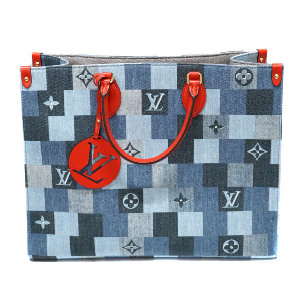 imgrc0088216282 Louis Vuitton On the Go GM 2WAY Bag Monogram Denim Blue Red