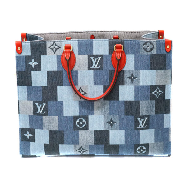 imgrc0088216286 Louis Vuitton On the Go GM 2WAY Bag Monogram Denim Blue Red