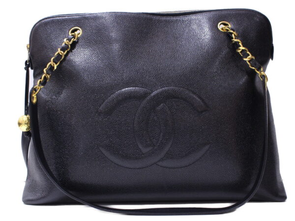 imgrc0088669913 Chanel Chain Shoulder Tote Bag Caviar Skin Black