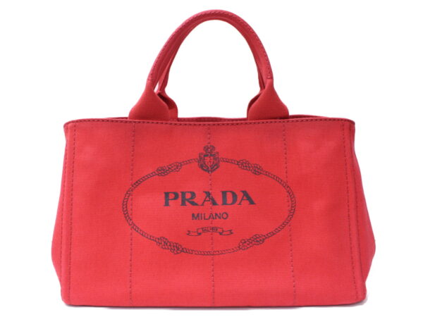 imgrc0088673094 Prada Canapa Handbag Canvas Shoulder Strap Missing Red