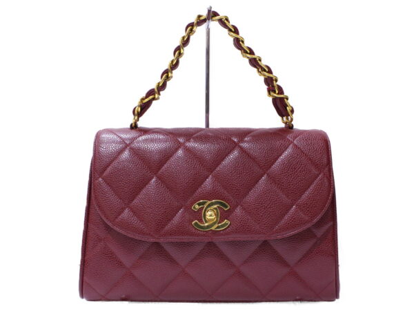 imgrc0088787500 Chanel Caviar Skin Handle Chain Bag Bordeaux