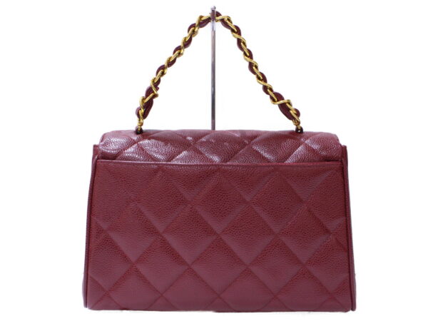 imgrc0088787501 Chanel Caviar Skin Handle Chain Bag Bordeaux