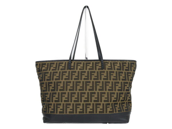 imgrc0088940617 Fendi Tote Bag Zucca Pattern Canvas Leather Brown