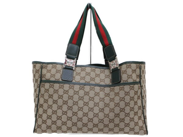 imgrc0088950420 Gucci Sherry Line GG Canvas Leather Tote Bag Beige Green Red