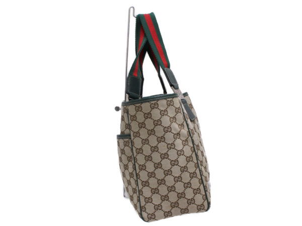 imgrc0088950421 Gucci Sherry Line GG Canvas Leather Tote Bag Beige Green Red