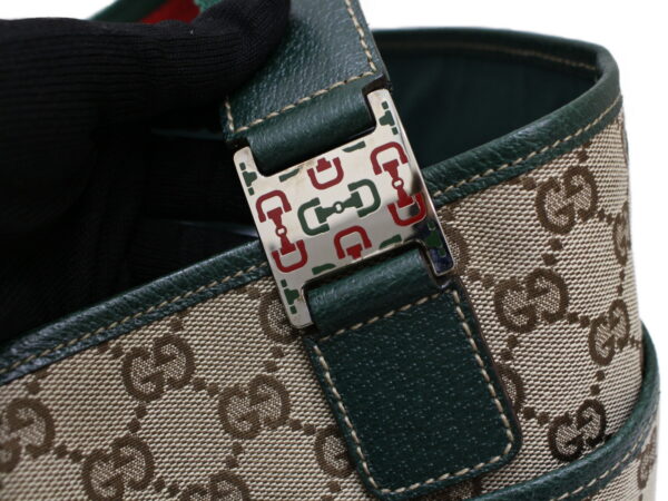 imgrc0088950433 Gucci Sherry Line GG Canvas Leather Tote Bag Beige Green Red