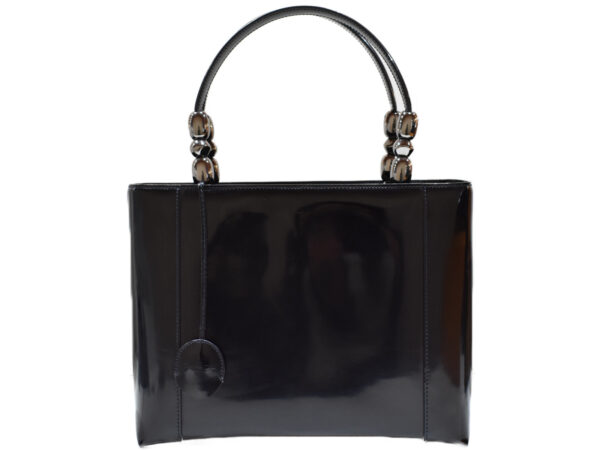 imgrc0089215382 Christian Dior Maris Pearl Handbag Enamel Leather Black