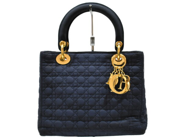 imgrc0089215499 Christian Dior Lady Dior Nylon Black Blue Cannage