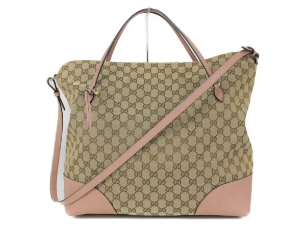 imgrc0089215709 Gucci GG Canvas Leather 2WAY Handbag Beige