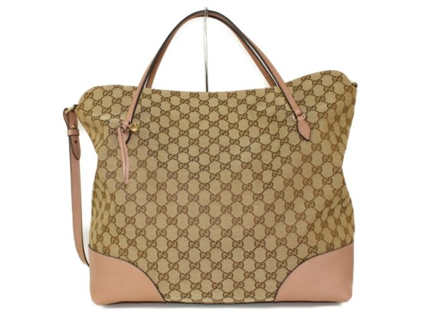 imgrc0089215710 Gucci GG Canvas Leather 2WAY Handbag Beige