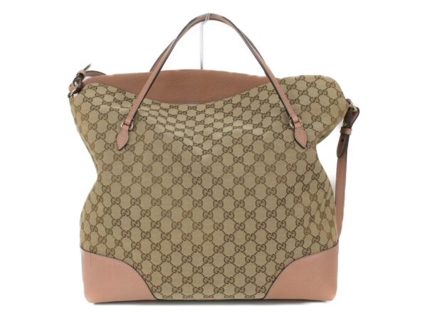 imgrc0089215711 Gucci GG Canvas Leather 2WAY Handbag Beige