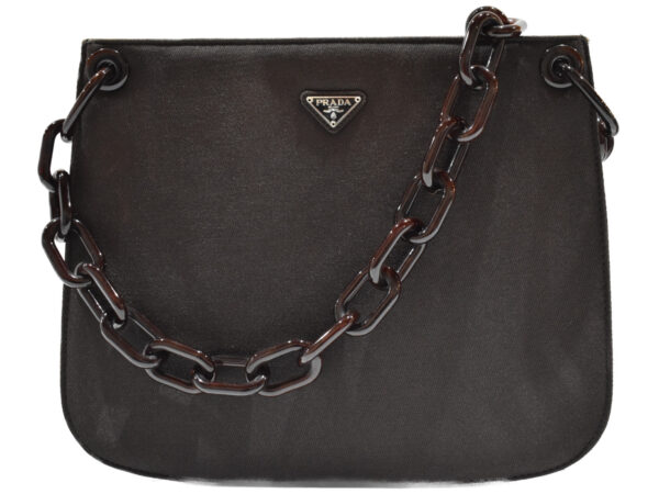 imgrc0089349757 Prada Chain Shoulder Bag Nylon Brown