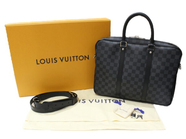 imgrc0089375231 Louis Vuitton Porte Documents Voyage PM Damier Graphite Business Bag Black Gray