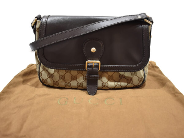 imgrc0090278065 Gucci Shoulder Bag GG Canvas Leather Beige Brown