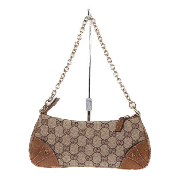 imgrc0090708290 Gucci GG Canvas Leather Chain Shoulder Bag Beige Brown