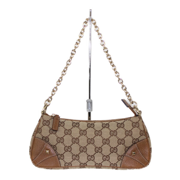 imgrc0090708291 Gucci GG Canvas Leather Chain Shoulder Bag Beige Brown