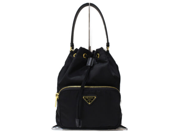 imgrc0090763711 Prada Duet 2WAY Bag Nylon Saffiano Leather Black