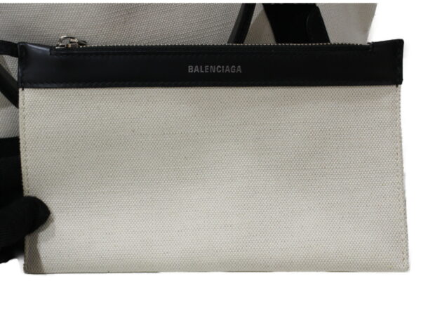 imgrc0090928465 Balenciaga Blue Small Cabas Canvas Leather Handbag White Black