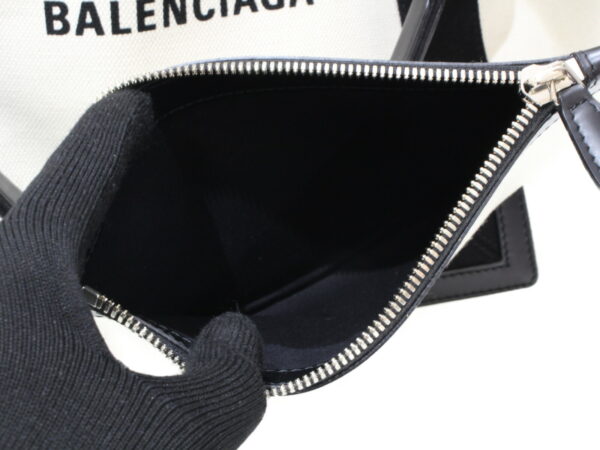 imgrc0090928466 Balenciaga Blue Small Cabas Canvas Leather Handbag White Black