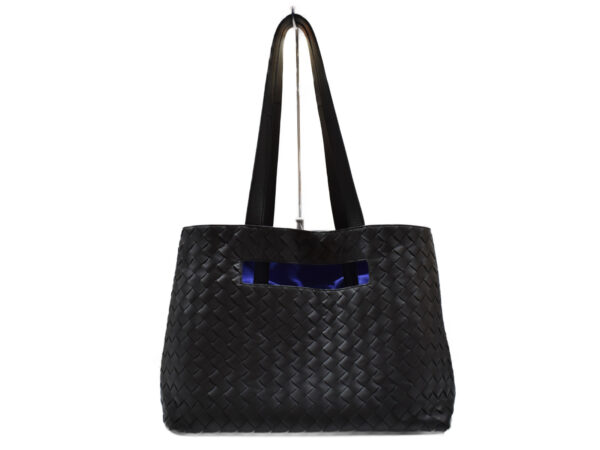 imgrc0090934065 Bottega Veneta Tote Bag Intrecciato Leather Black Blue