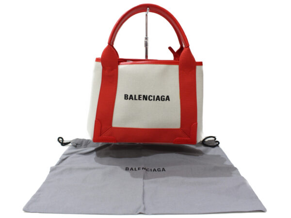 imgrc0091233184 Balenciaga Blue Cabas XS Leather Canvas Handbag Red Off White